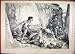 1887 Poacher Dead Deer Man Gun Mountain Scene Old Print