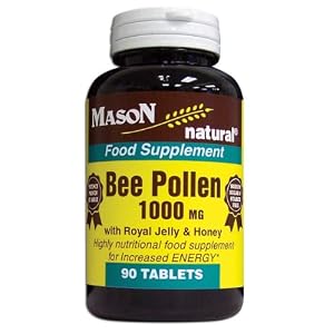 3 Pack Special of MASON NATURAL BEE POLLEN 1000 &HONEY TABLETS 90 per bottle