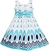 Sunny Fashion Girls' Dress Blue Peacock Tail Cool Summer Girls Clothes
