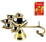 PANCH AARTI ~ Hindu Puja Camphor Burner w/ Camphor Tablets ~ 5 Face Brass Diya Lamp PANCH AARTI ~ Hindu Puja Camphor Burner w/ Camphor Tablets ~ 5 Face Brass Diya Lamp