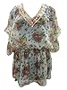 Ivory Kaftan Top Floral Short Poncho Caftan Tunic Cover Up