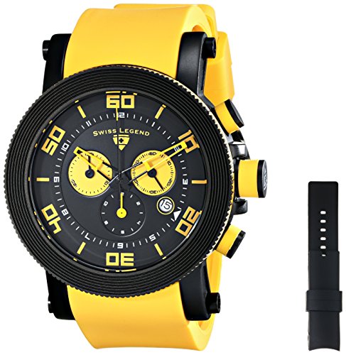 Swiss Legend Men's 30465-BB-01-YAS Cyclone Stainless Steel Watch With Yellow Silicone Band
