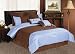 8 Pieces Luxurious Solid Brown with Blue Pleats Stripe Comforter Set Bed-in-a-bag for Queen Size Bedding