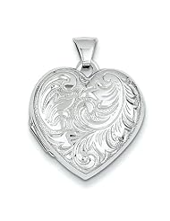 14k White Gold Domed Heart Locket