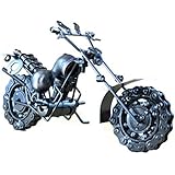 Gift for Motorcycle Rider - Metal Motorcycle Sculpture 11 In Nuts and Bolts Black Collectible Chopper Motorbike