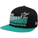 New Era Florida Marlins Black-Teal Cooperstown Slice & Dice 9FIFTY Snapback Adjustable Hat