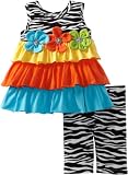 Bonnie Baby Girls Newborn Zebra Colorblock Legging Set