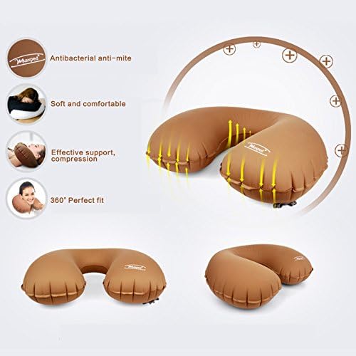 Maxped Lightweight TPU Automatic Inflatable Air Pillow for Office Camping, Hiking, Travel, Backpacking, Picnic, Outdoor Sports (Brown)