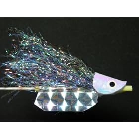 NEW FLIES Nuclee-r Holographic & Glow in Dark Pearlescent Croc-Hide Floating Head Tube & Trolling Turbulator Fly #115