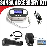 Digital 203 Channel FM Transmitter with LCD Screen + 3-in-1 Charging kit for SanDisk Sansa Fuze, View, Clip and other Sansa MP3 Players + DBROTH Microfiber Cleaning Cloth