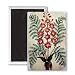 Fern with red and yellow flowers, plate from.. - 3x2 inch Fridge Magnet - large magnetic button - Magnet