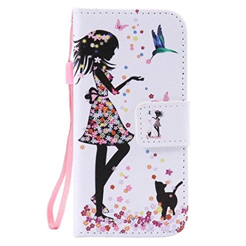 iPod Touch 5 Case, Love Sound [Cat Girl] [Stand Feature] Premium Wallet PU Leather Folio Wallet Flip Case Cover Built-in Card Slots for Apple iPod Touch Generation 5/Touch 6 with Hand Strap