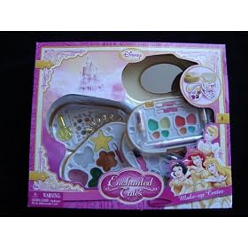 Disney Princess Enchanted Tales Play Make-up Center Includes Glitter Makeup, Lipgloss, Lipstick, Nail Polish, Makeup Case, Stickers & Eye Shadow Stick