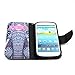 Galaxy S3 Case, M-Zebra Printed Series Light Color Design PU Leather Stand Wallet Type Magnet Design Flip Case Cover For Samsung Galaxy S3 i9300, with Screen Protectors+Stylus+Cleaning Cloth (Elephant 1)