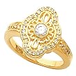 14K Yellow Gold Diamond Antique Style Ring - 0.40 Ct.