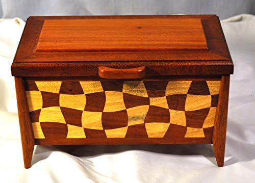 Mahogany and Primavera Wooden Box with a tray