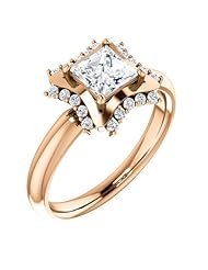 10K Rose Gold Princess Cut Diamond Geometric-Inspired Ring -- LIFETIME WARRANTY
