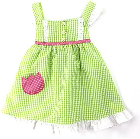 Forever Magic Toddler Girls Gingham Ruffle Dress (4T, Lime Flower)