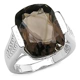 10.70 Carat Cushion-cut Genuine Smoky Quartz Sterling Silver Ring