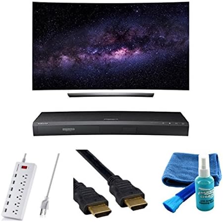 ELECTRONICS OLED65C6P 65-Inch CURVED OLED HDR 4K Smart TV - 5 PIECE BUNDLE- OLED TV,Samsung UBD-K8500 3D Wi-Fi 4K Ultra HD Blu-ray Disc Player,A CLEANING KIT, 2X 6FT HDMI CABLES AND A SURGE PROTECTOR!