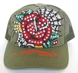 Ed Hardy - Ed Hardy Green Rhinestone Cap - Rose Design (CLEARANCE SALE)