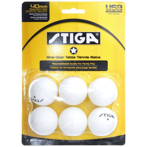Stiga One Star White Table Tennis Balls - 6 Balls