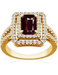 14K Yellow Gold Emerald Cut Ruby Ring With Sidestones (GIA Certificate)