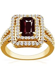 18K Yellow Gold Emerald Cut Ruby Ring With Sidestones (GIA Certificate)