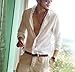 Zbrandy Mens Cotton Linen Blend Shirts Ultra Light Colorful Shirts Colour White Size L