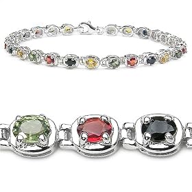 6.50 Carat Genuine Multi Sapphire Ovals Sterling Silver Bracelet by JewelzDirect