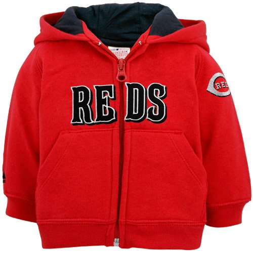 Cincy Red Hoody Sweatshirts : Majestic Cincinnati Reds Infant Red Full Zip Hoody Sweatshirt