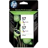 HP 57 Twin Pack - Cartouche d'encre d'origine - 2 x couleur (cyan, magenta, jaune) - 800 pages
