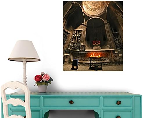National Geographic Candles Lit before an Altar in Geghard Monastery the Monastery Is Carved into a Mountainside Peel and Stick Fabric Wall Sticker by Wallmonkeys Wall Decals