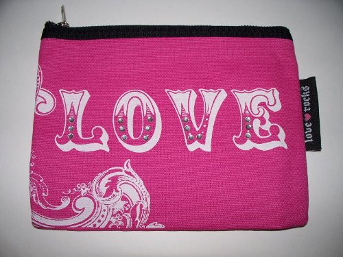 Two's Company - Love Rocks Cosmetic Bag (Pink Rhinestone Accented Love)