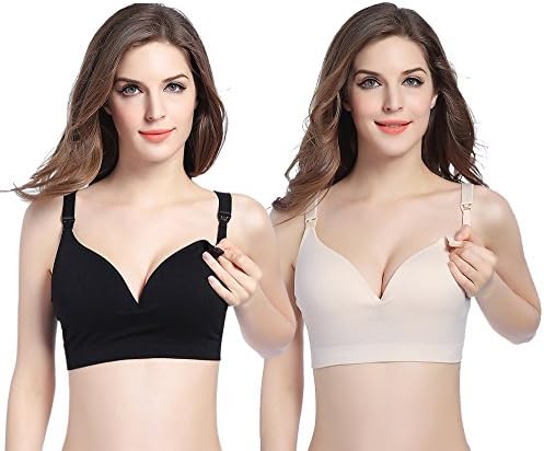 Women's Maternity Nursing Bra Padded Wirefree Seamless Push Up Sleep 2-Pack Bras
