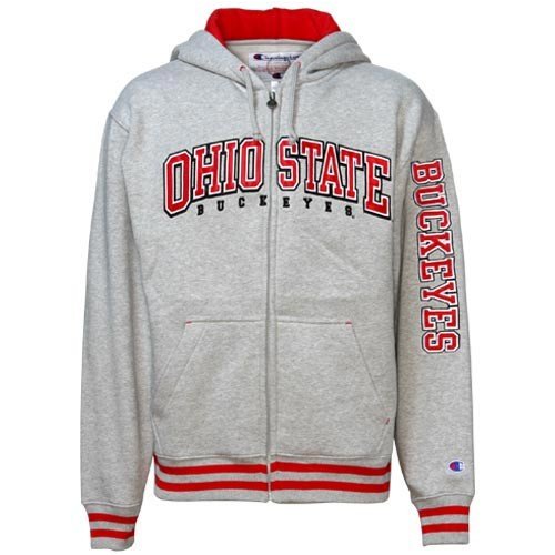 Buy Champion Ohio State Buckeyes Ash Heritage Full Zip Hoody Sweatshirt by Champion