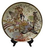 Decorative Chinese hand painted porcelain plate with gold filigree - Asian fairies