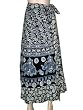 Black White Floral And Elephant Print Cotton Wrap Around Skirt