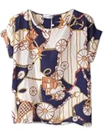 Vobaga Women's Bird Heart Geometric Print Short Sleeve Chiffon Top T-shirt Blouses