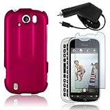 HTC MyTouch 4G Slide - Hot Pink Rubberized Hard Plastic Skin Case Cover + C ....