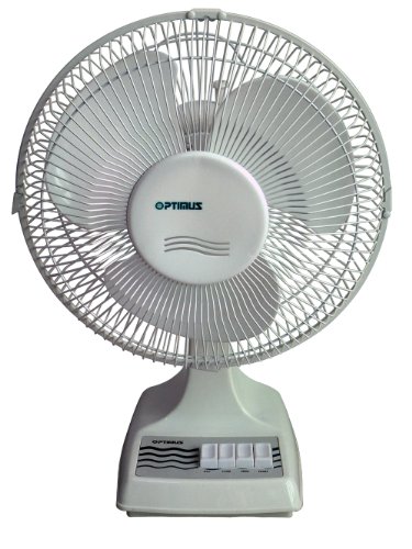 Optimus F-1610 16-Inch Oscillating 3-Speed Table Fan, White