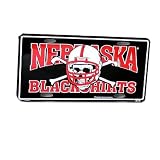 University of Nebraska Lincoln UNL Cornhuskers- Black Metal License Plate - Blackshirts Helmet Skull / Crossbones design