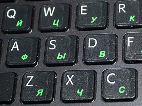 Russian Transparent Keyboard Sticker Decal with GREEN Letters
