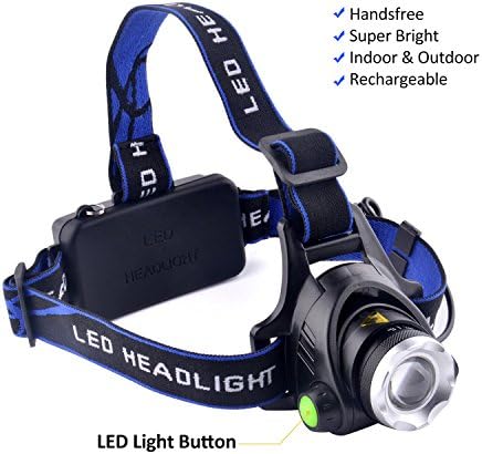 ENOD LED Medical Headlights Adjustable Headlamp 3 Mode Hands-free Flashlight Torch for Camping Fishing Hiking Outdoor Sports 2 Rechargeable Lithium Batteries USB Cord Wall Charger Included