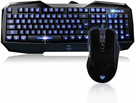 AUAL Broken Soul Cut Game Light Kit Infrared Light Emitting Internet Gaming Backlit Keyboard And Mouse Set