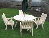66 Unfinished Pine Cross Legged Round Table w/ 4 English Garden Chairs