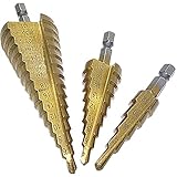 3 ピース hss チタンステップドリルビット コーン ビット 4-12/20/32 ミリメートル木材金属鋼pvc シート掘削1/4 インチ六角シャンク穴カッター リーマー ビット