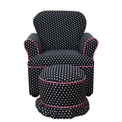 Kid's Chair and Ottoman in Black and White