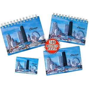 Buy 3-D Chicago , Illinois Souvenir Gift Set - Photo Album , Notepad , Postcard and Magnet now!
