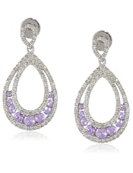 Sterling Silver Purple Sapphire and Diamond-Accented Dangle Earrings